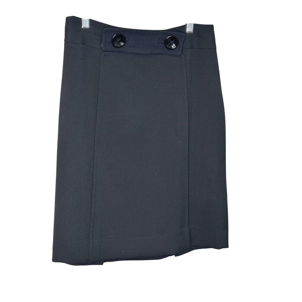 Milly Skirt Womens 6 Black Button Detail Stretch Lined Pencil Knee Length Work